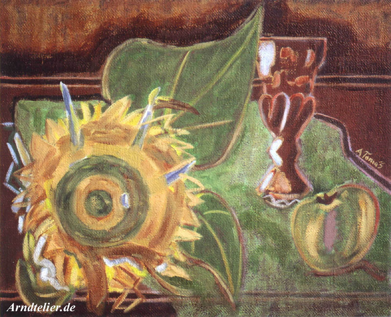 Sonnenblume auf grünem Tisch